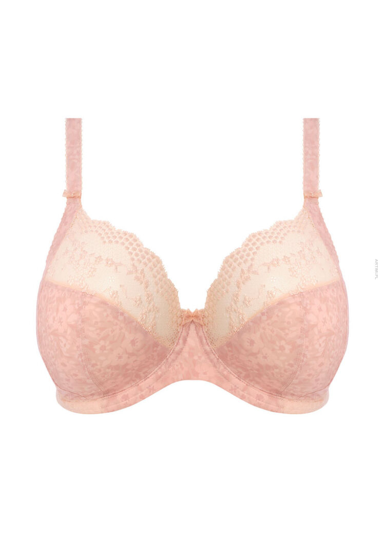 Elomi Lucie miękki biustonosz plunge z elastyczną koronką  Pale Blush