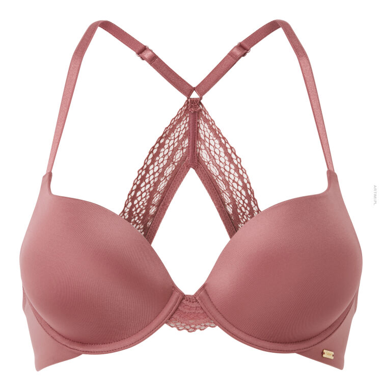 Gossard biustonosz Shimmer lace padded plunge bra vintage rose