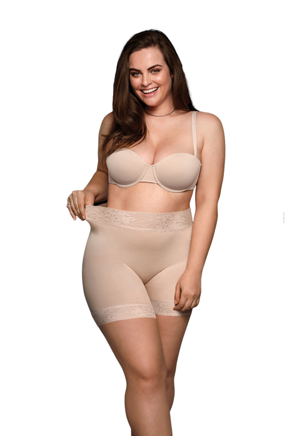 Janira wysokie majtki z nogawkami przeciw otarciom Culotte Super High Soft Lace beżowe 1030325